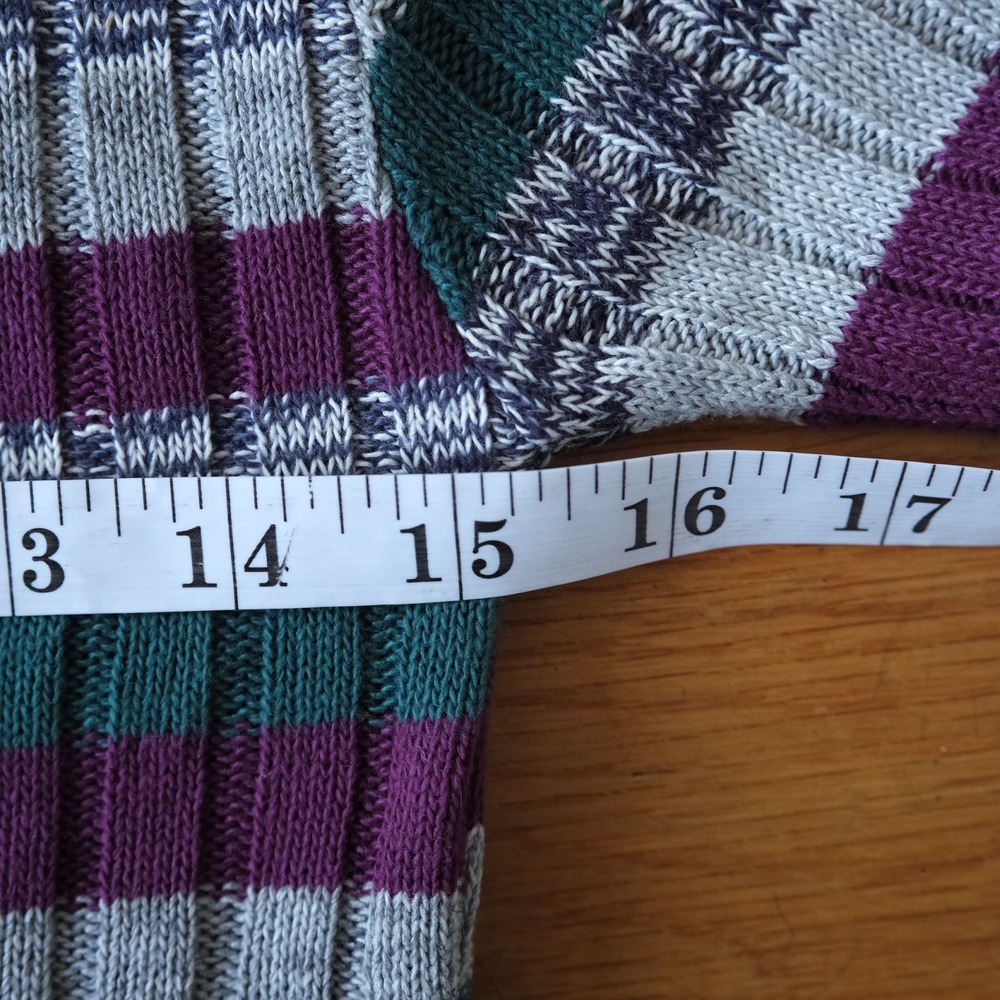 Denim‎ Republic Striped Sweater Kids Purple Green Grey Ribbed Knit Vintage 10/12 - Picture 6 of 8